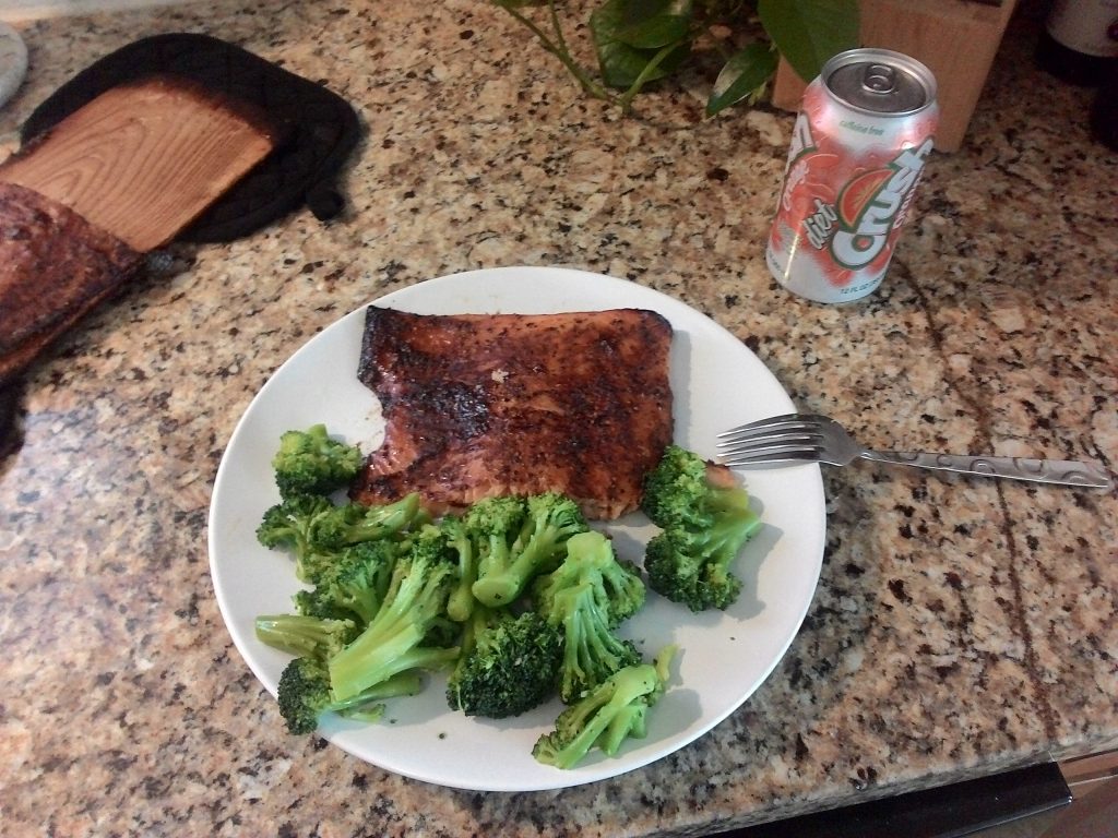 Salmon and broccoli.